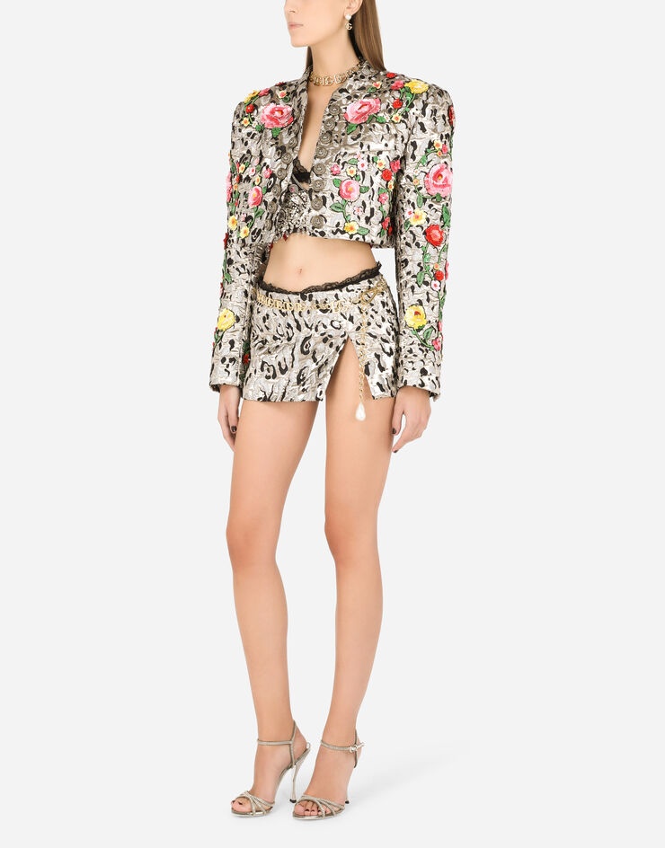 Lamé jacquard Spencer jacket with embroidery - 6