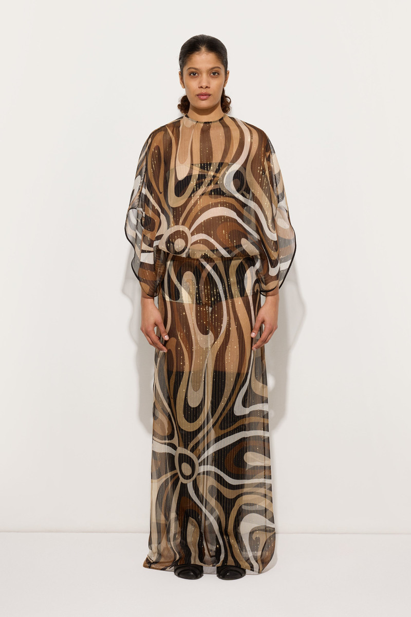 PUCCI MARMO PRINT LONG CREPONNE DRESS outlook