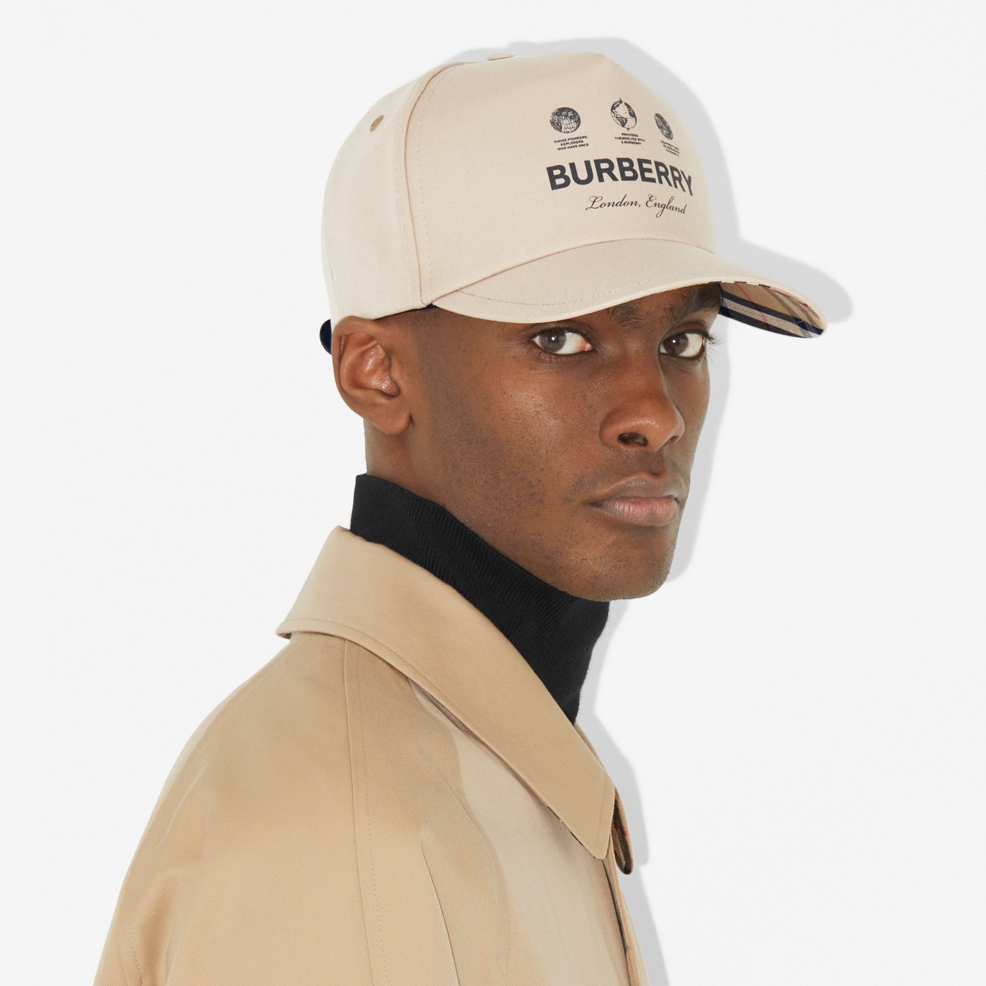 Label Print Cotton Gabardine Cap - 4