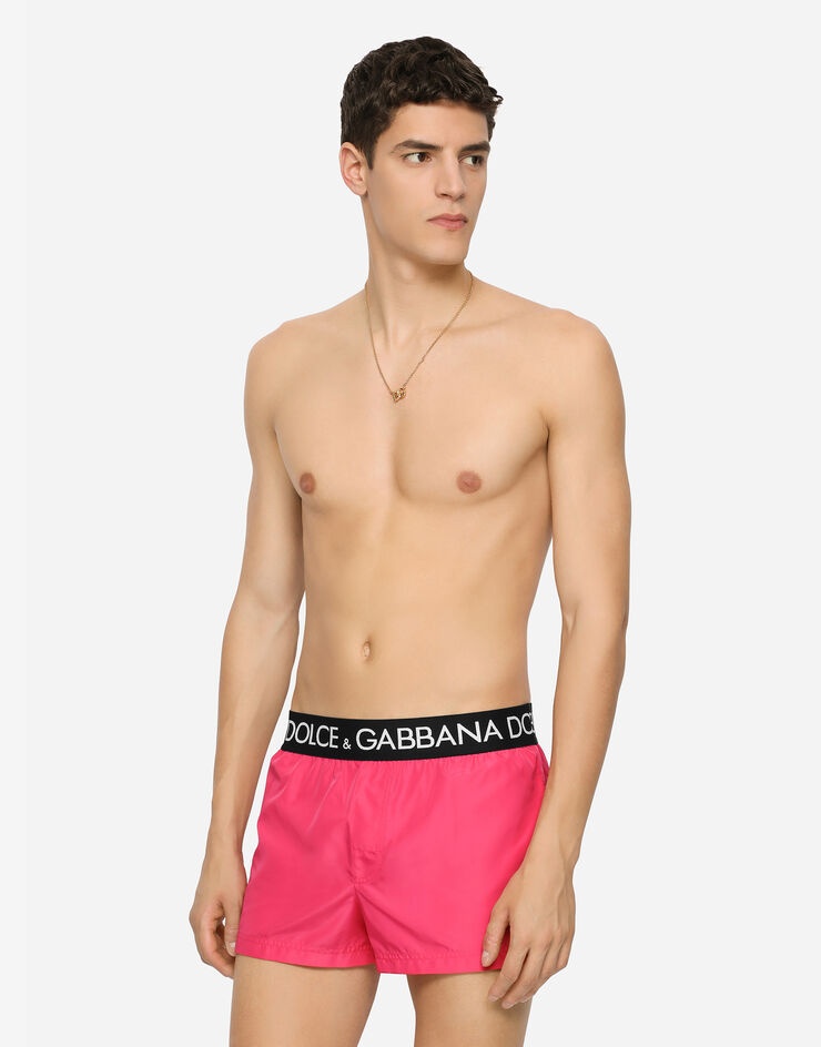 Short swim trunks with branded stretch waistband - 4