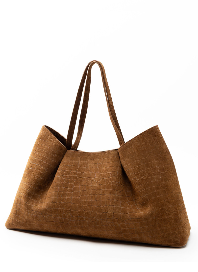 Elleme Dimple Tote Croco Suede Cognac outlook