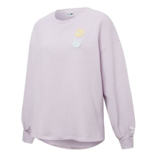 (WMNS) PUMA Embroidery Logo Round-neck SweatshirtPurple 536095-17 - 1