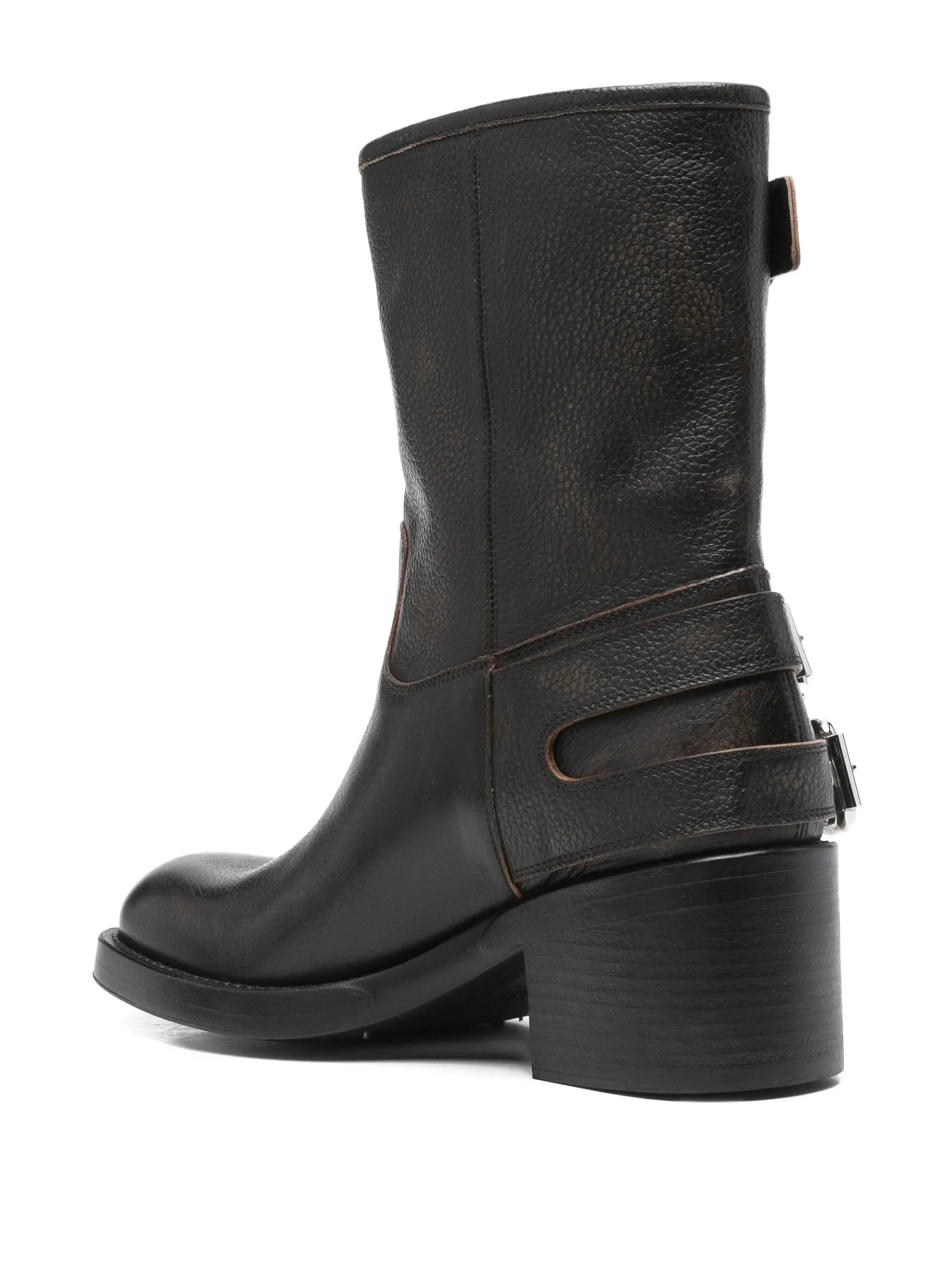 60mm leather biker boots - 3