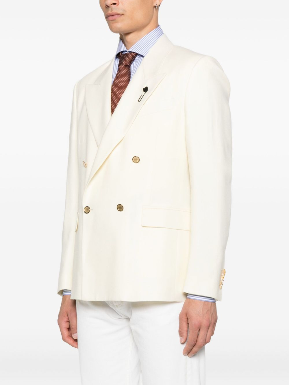 double-breasted gold-button blazer - 3