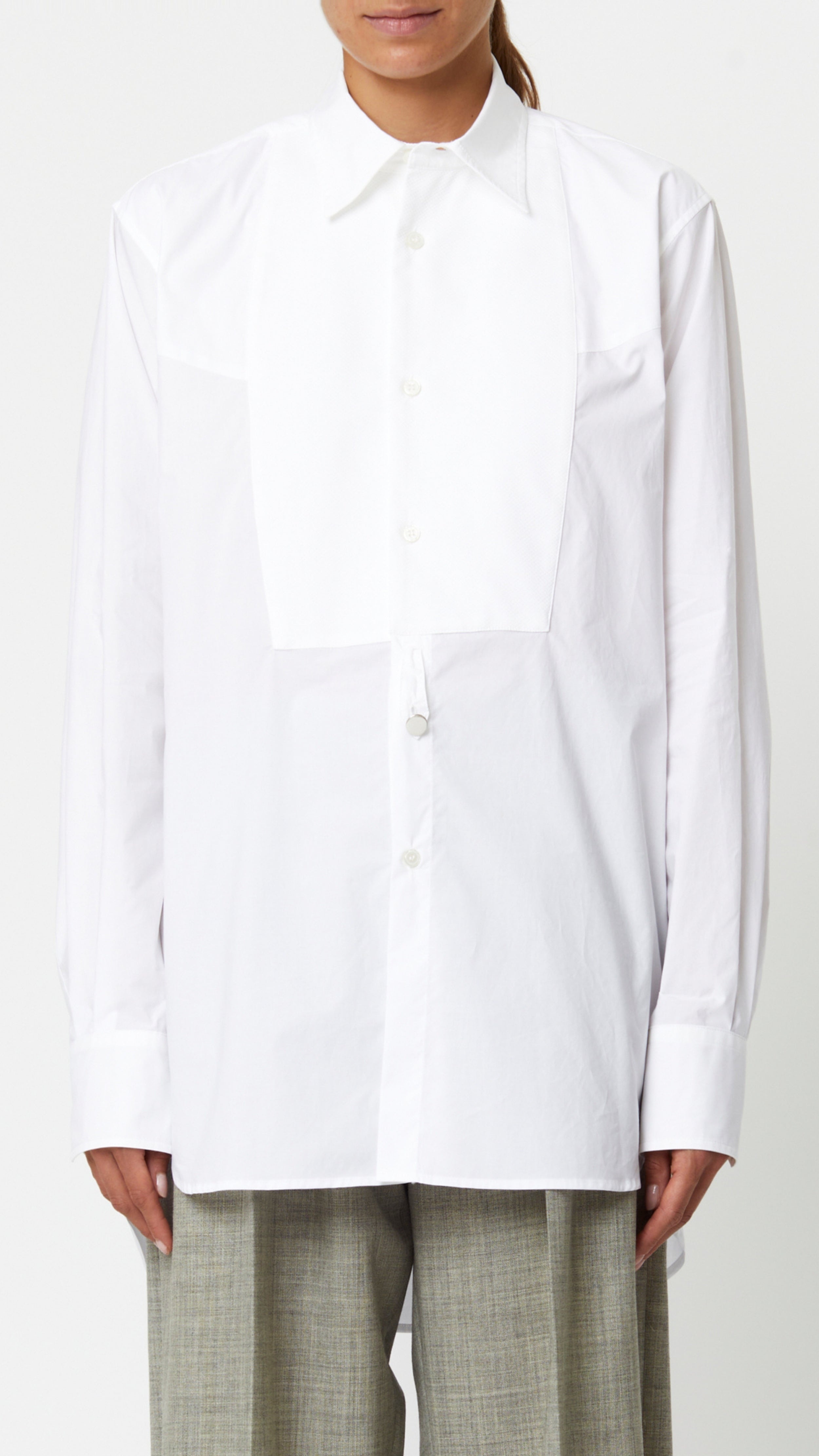 Cotton Poplin Tuxedo Shirt - 1