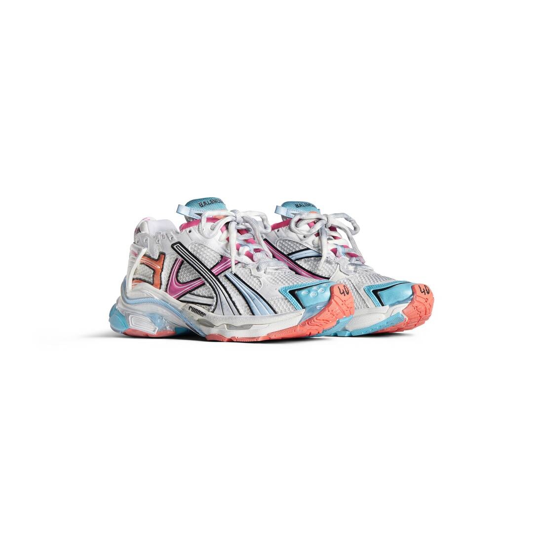 BALENCIAGA Women s Runner Sneaker in White blue pink orange REVERSIBLE