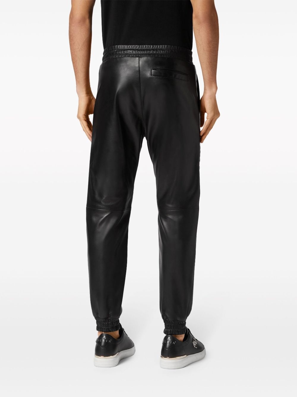 leather quilted jogging trousers - 4