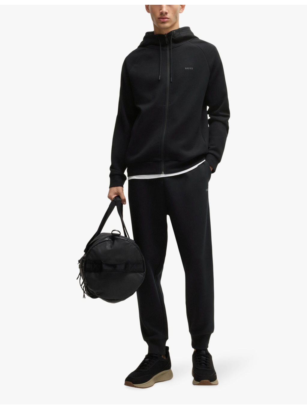 Brand-print zipped stretch-cotton hoody - 2
