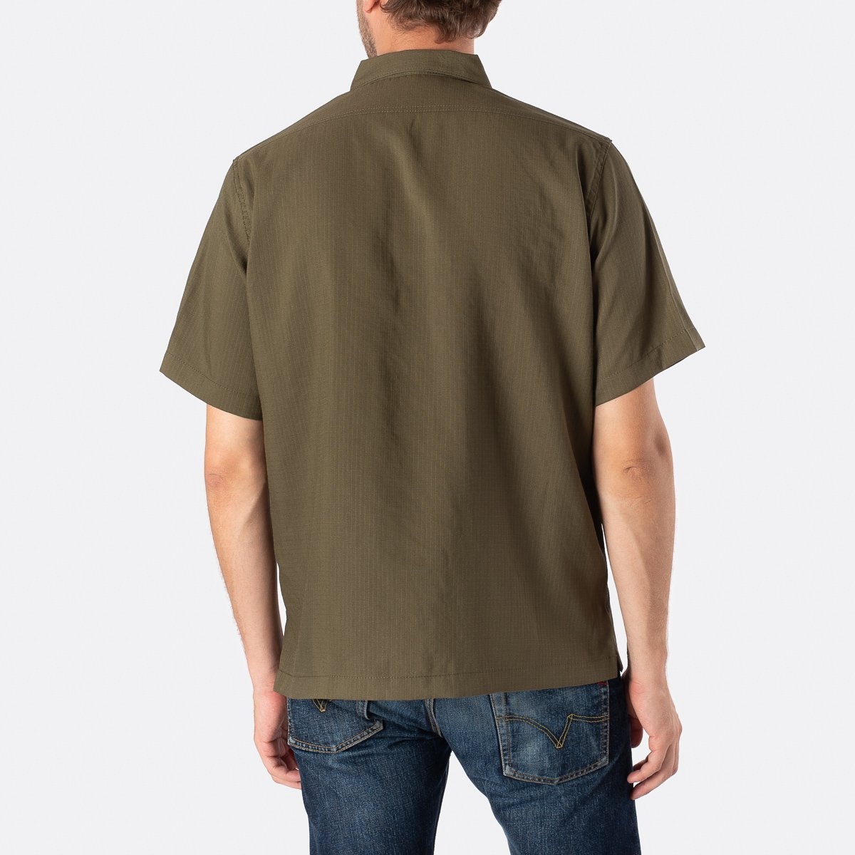 IHSH-286-OLV Ripstop Short Sleeved Mechanic Shirt - Olive - 3
