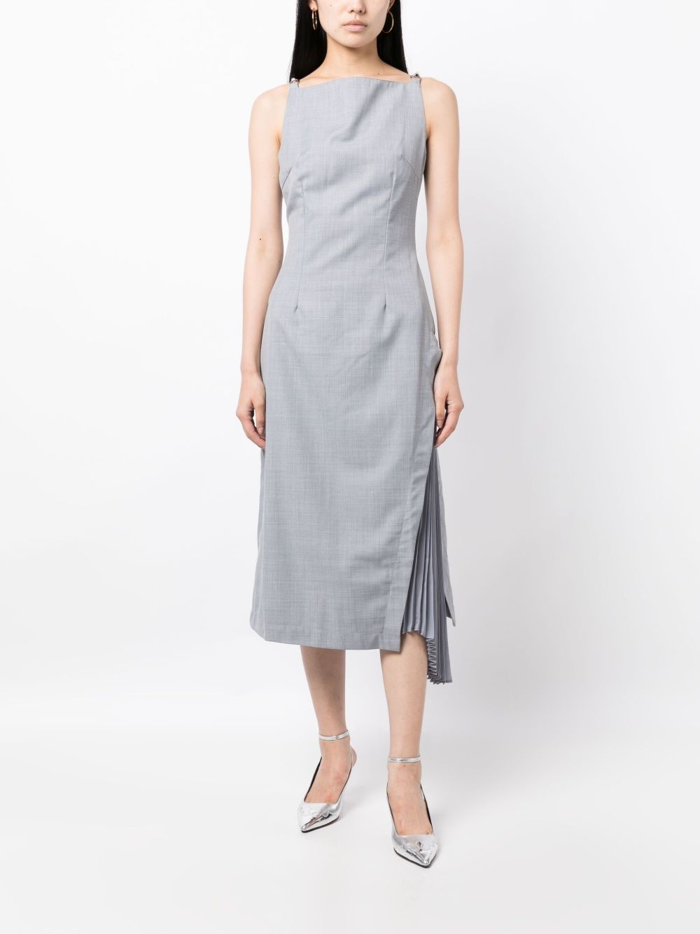 side-pleats midi dress - 3