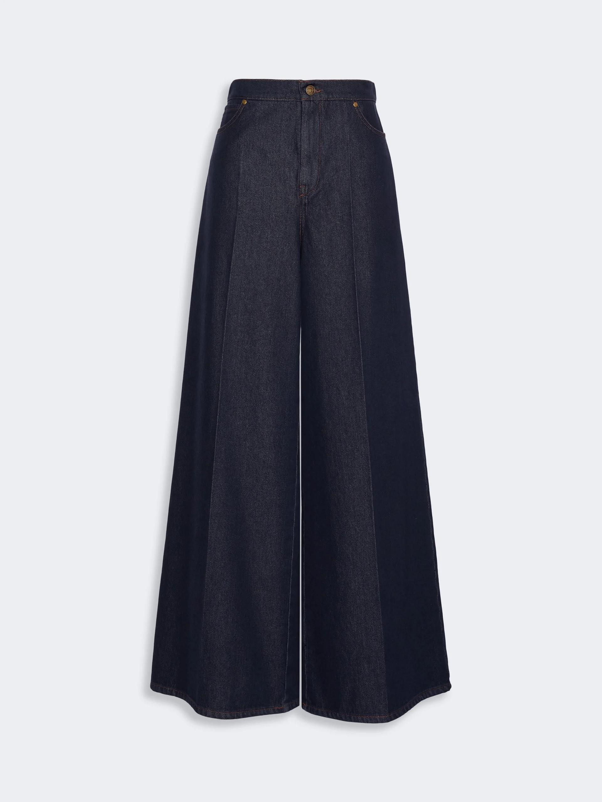 QUATTO Denim-look cotton wide-leg trousers - MIDNIGHTBLUE - 1