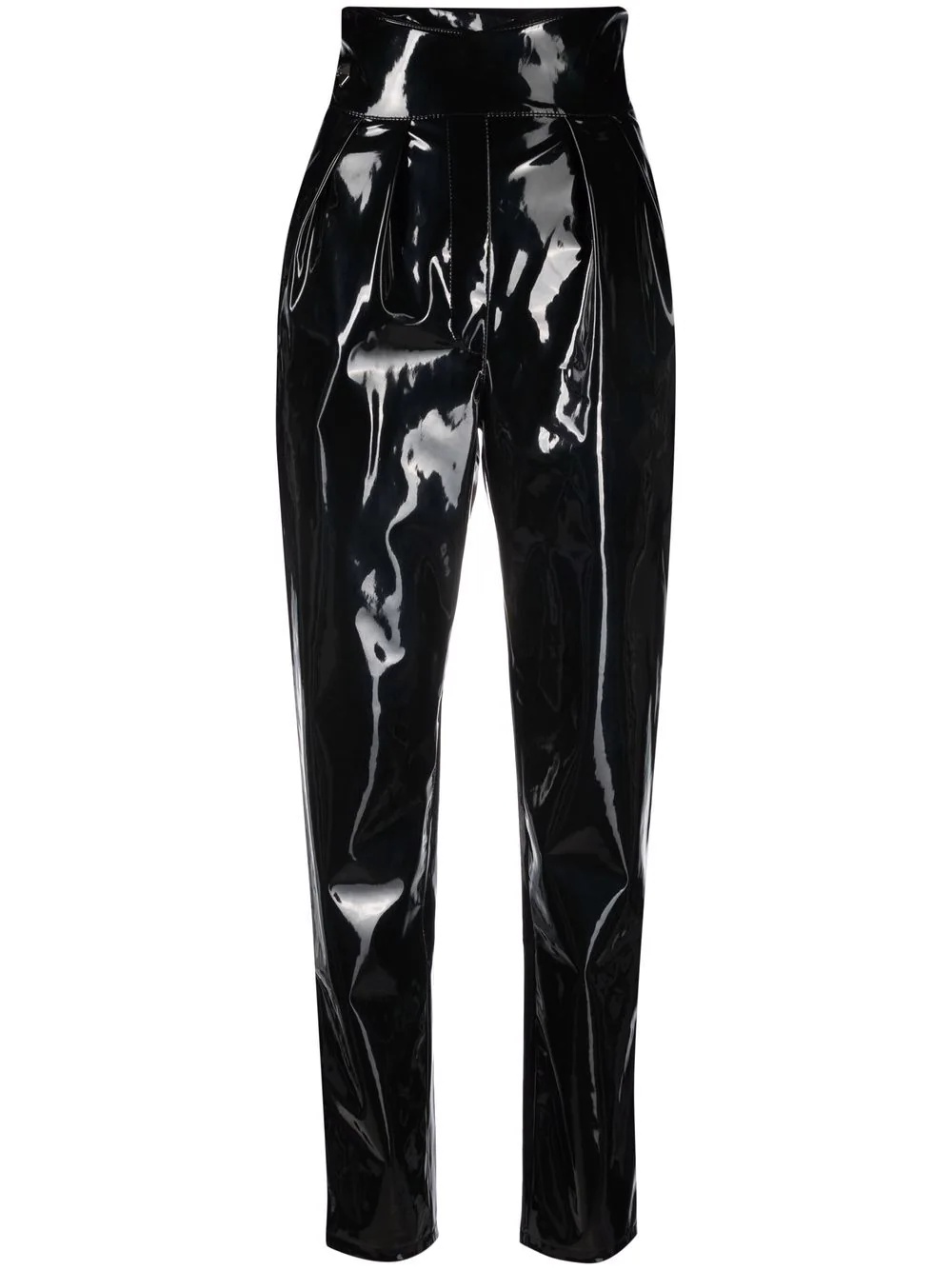 high-waisted long latex trousers - 1