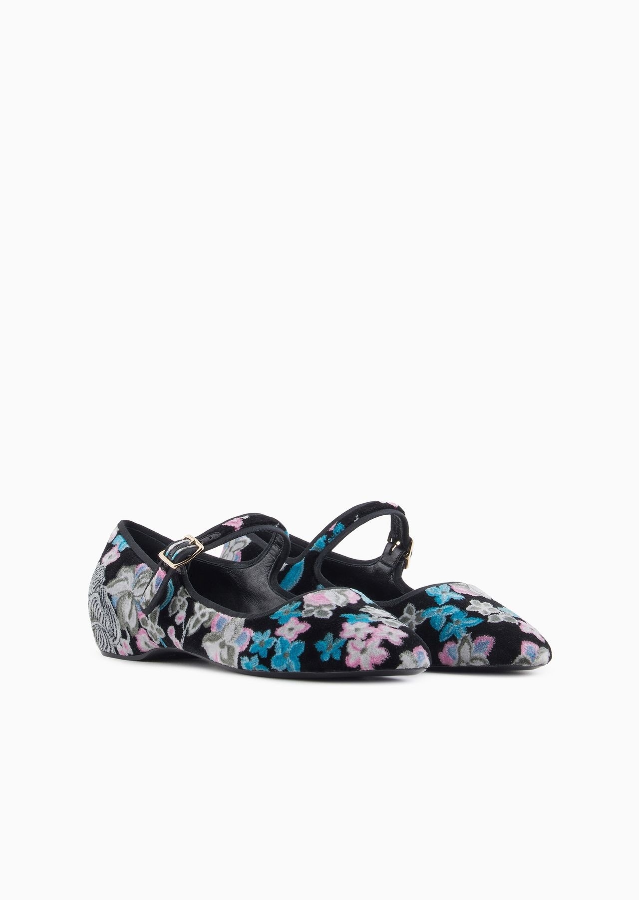 Embroidered velvet ballerinas with strap - 2