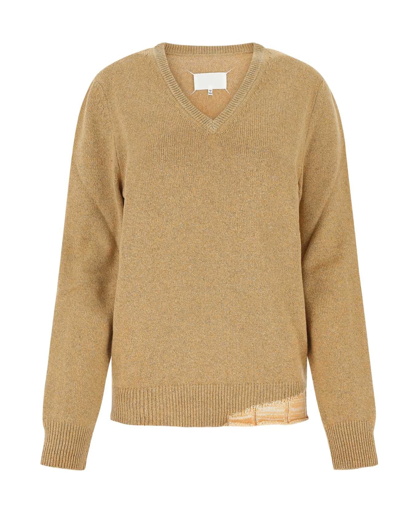 Melange Mustard Wool Blend Oversize Sweater - 1