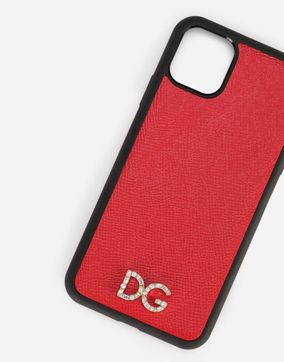 Dolce & Gabbana Dauphine calfskin iPhone 11 Pro Max cover with rhinestone-detailed DG logo outlook