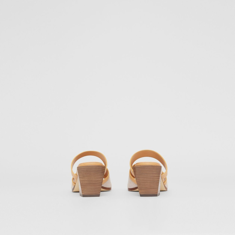 Logo Print Canvas and Leather Mules 6