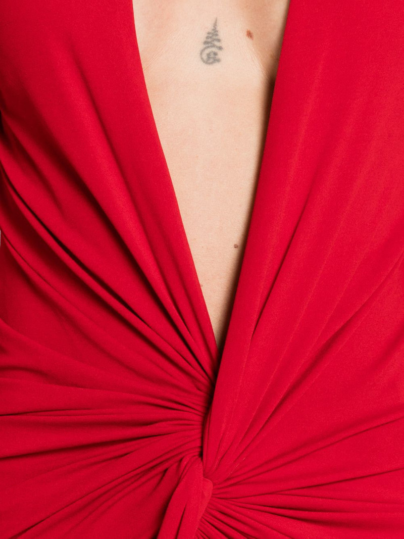 V-neck knotted midi dress 5