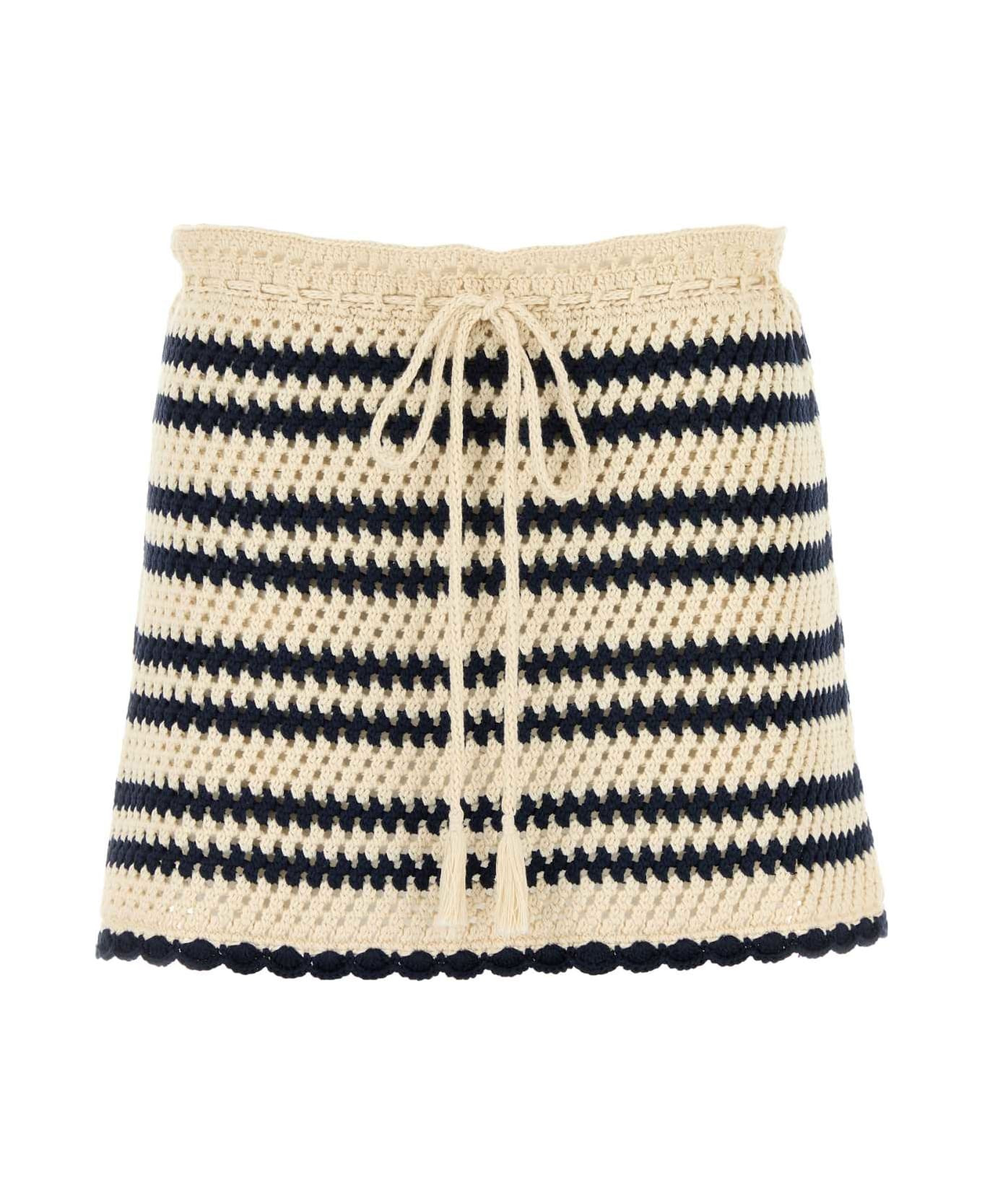 Two-tone Crochet Mini Skirt - 1