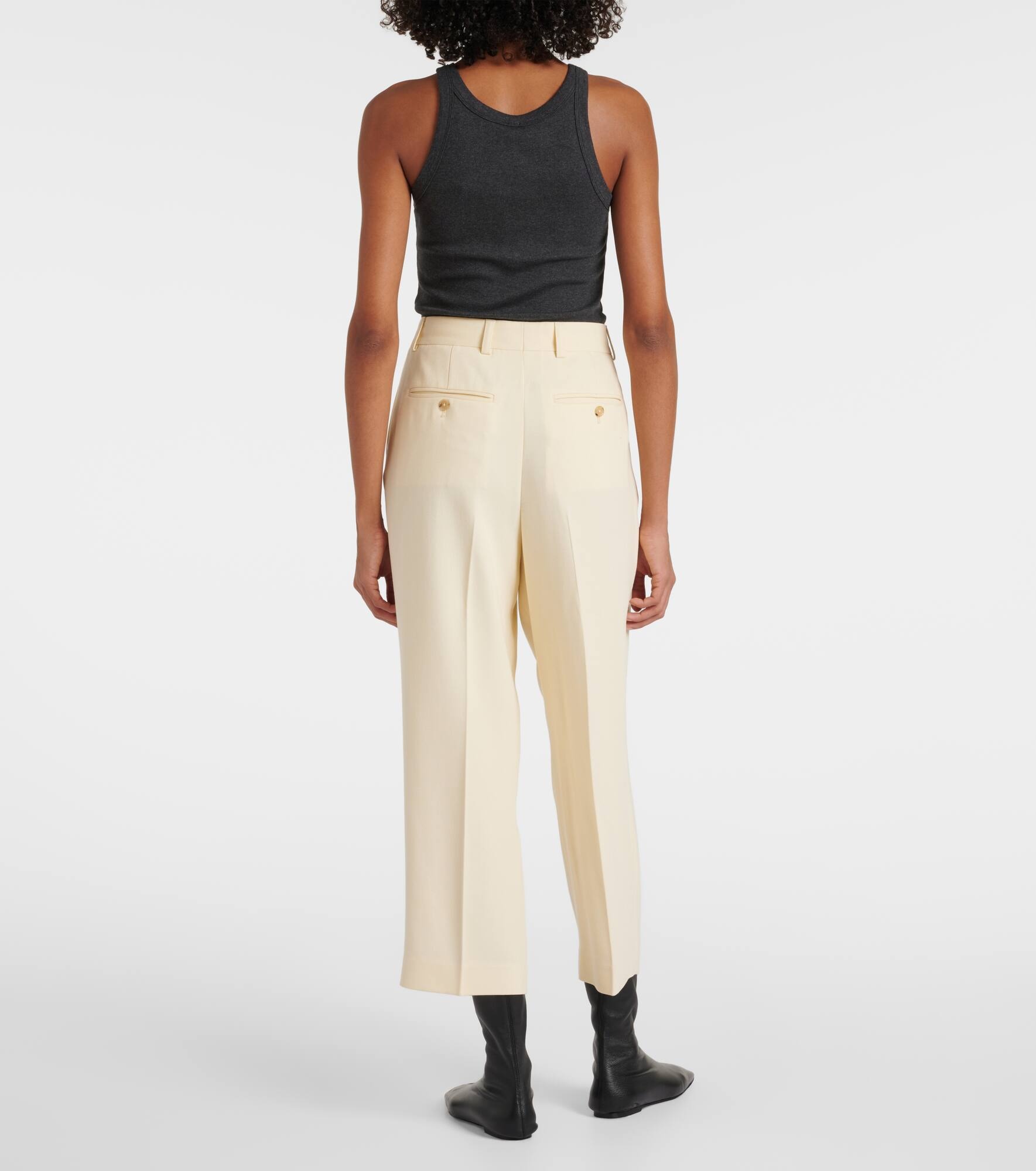 Pleated low-rise straight pants - 3