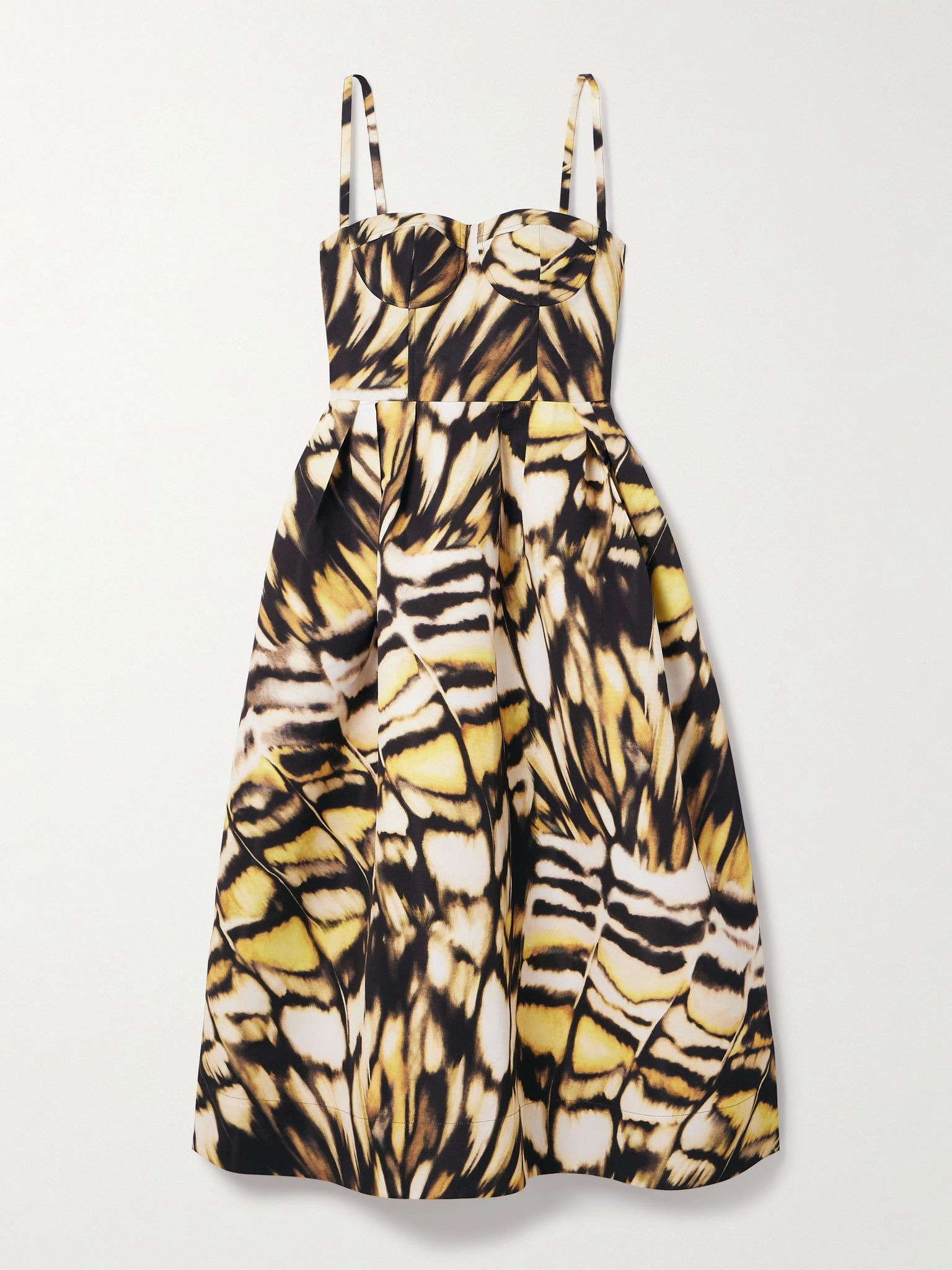 Printed faille midi dress Brown - 1