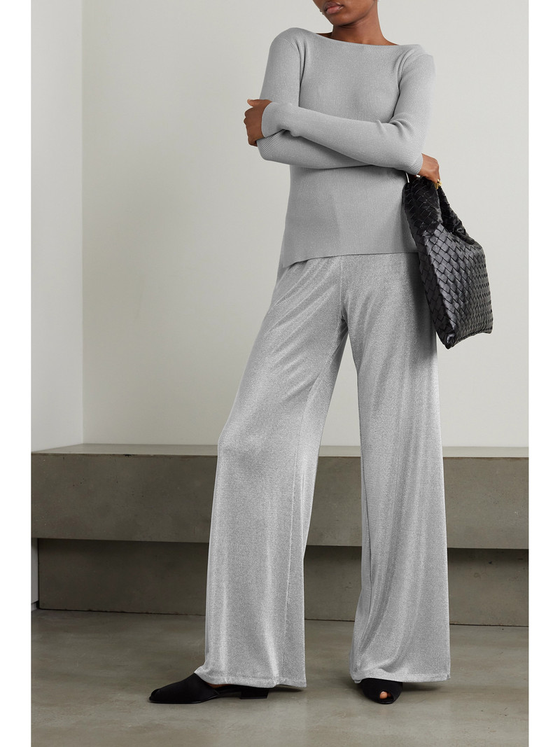 TOVE Michelle Metallic Knitted Wide-leg Pants outlook