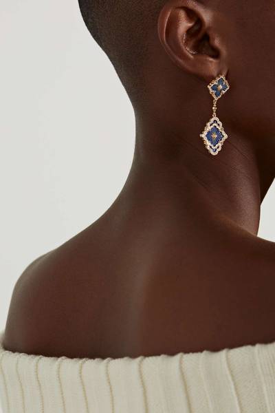 Buccellati Opera Tulle 18-karat gold, enamel and diamond earrings outlook