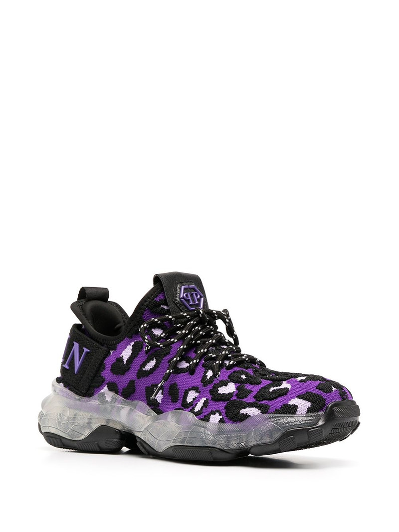 PHILIPP PLEIN Runner leopard-print sneakers outlook