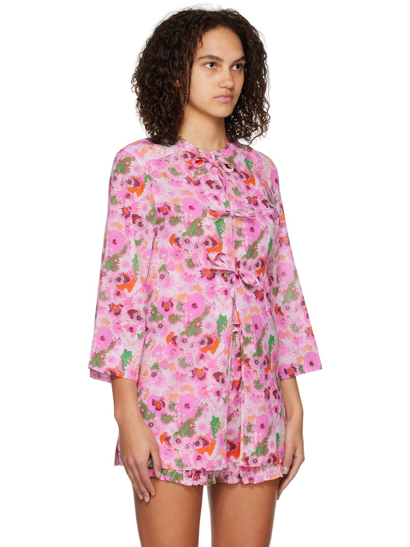Pink Open Front Blouse 2