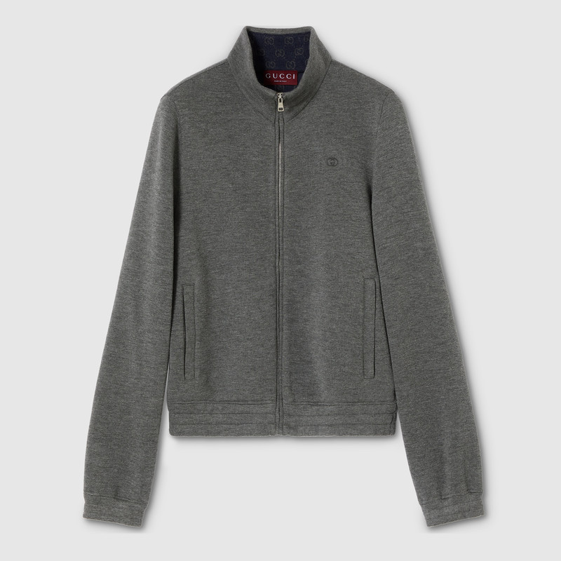Double jersey jacquard zip jacket 1