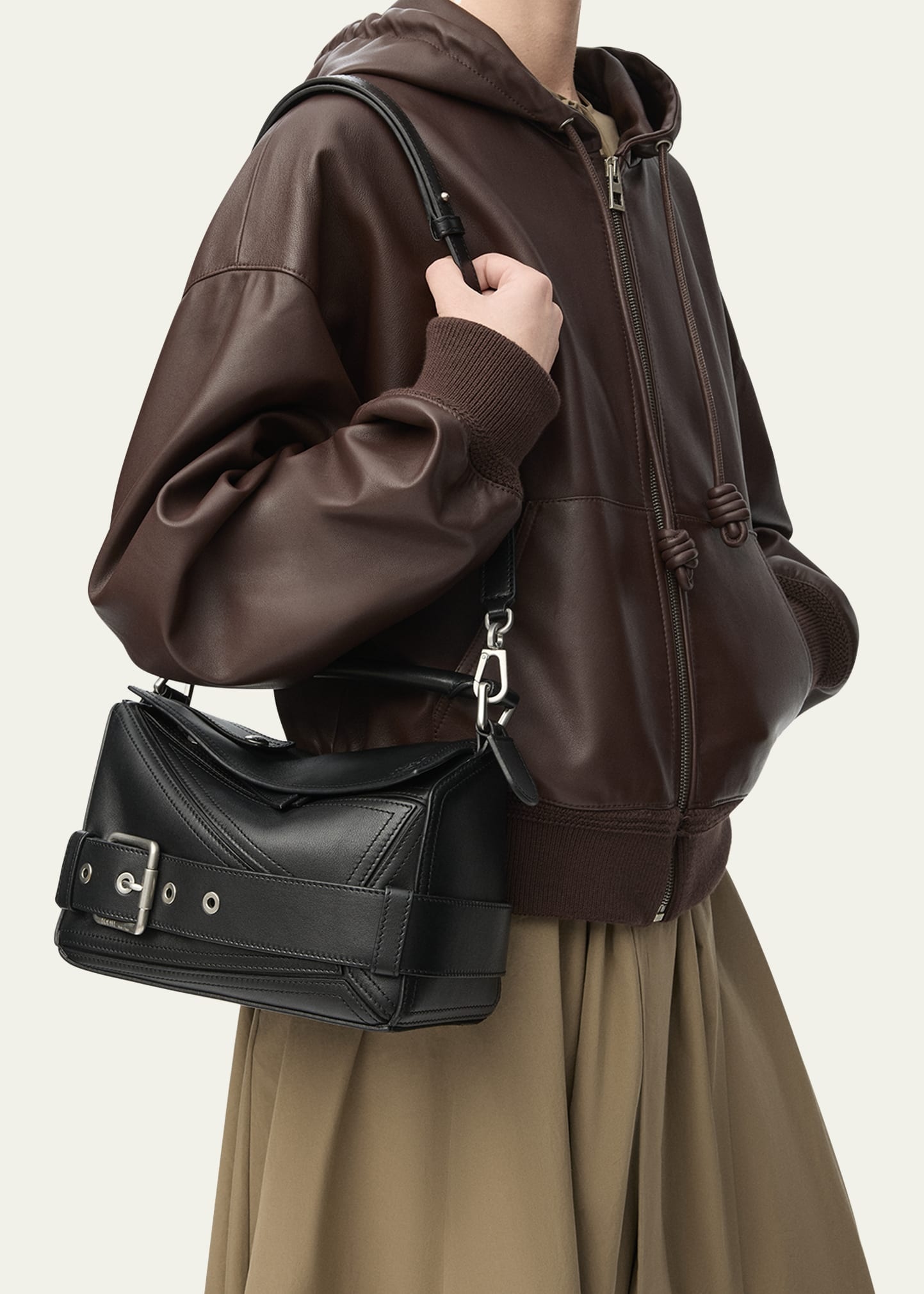 Puzzle Biker Top-Handle Bag in Shiny Leather - 2