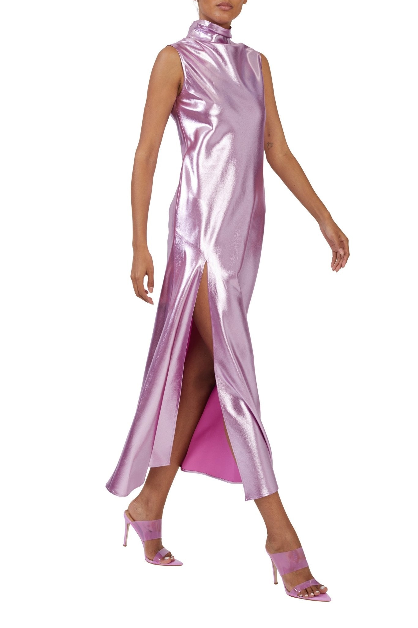 Metallic Silk Dress - 3