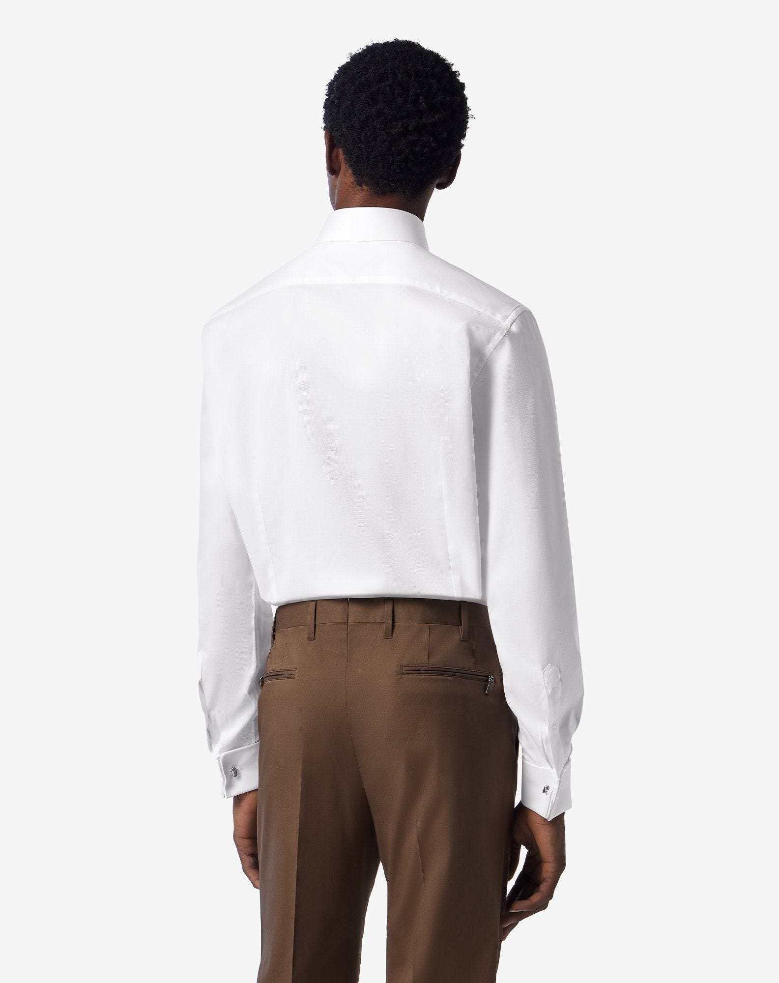 White cotton shirt with honeycomb pattern - 3