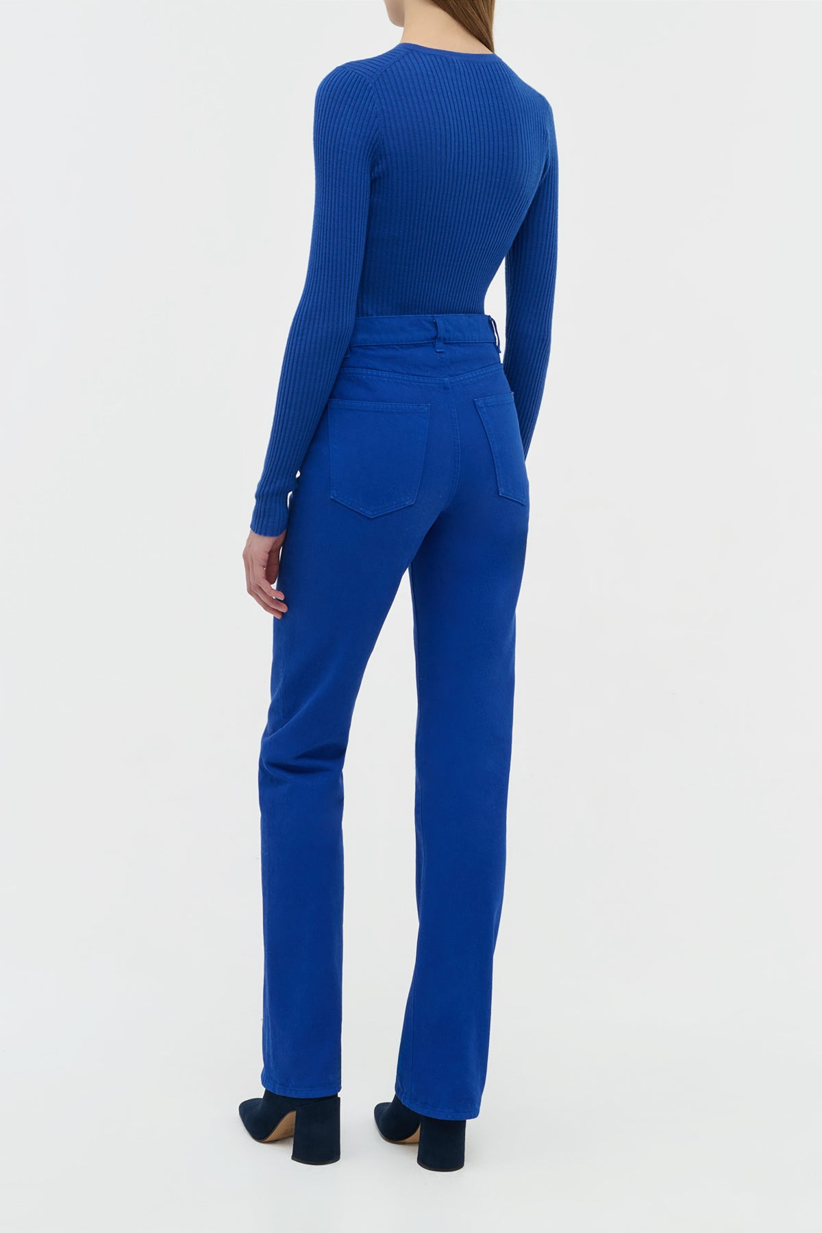 Browning Knit Sweater in Cobalt Cashmere Silk - 4