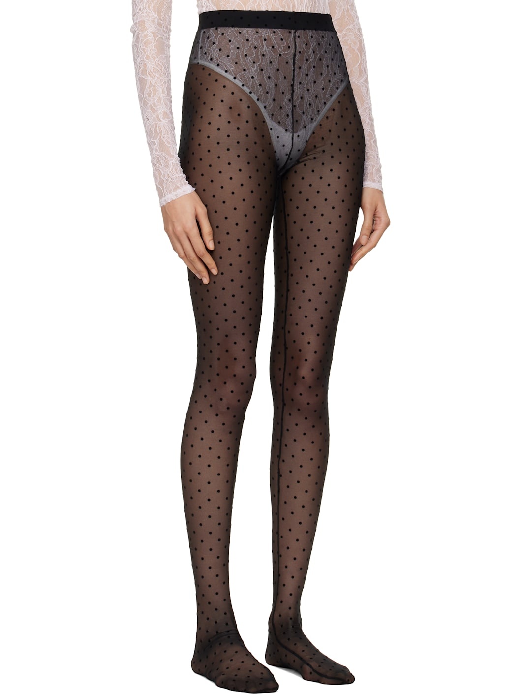 Black Polka Dot Tights - 2