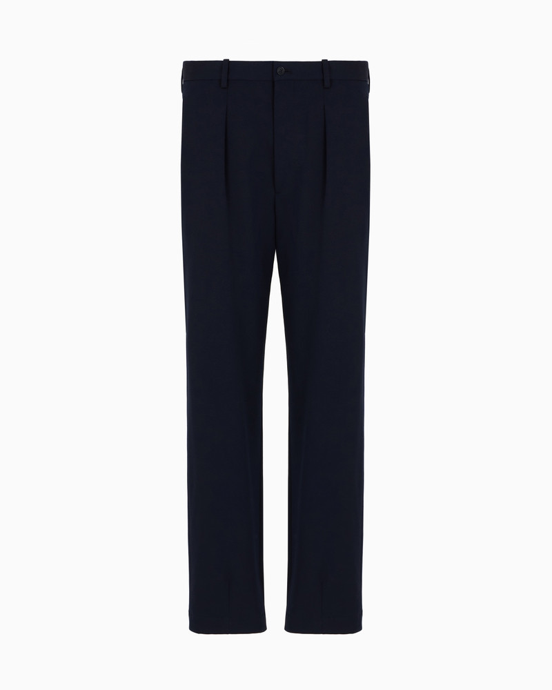 Single-pleat stretch virgin wool trousers 1