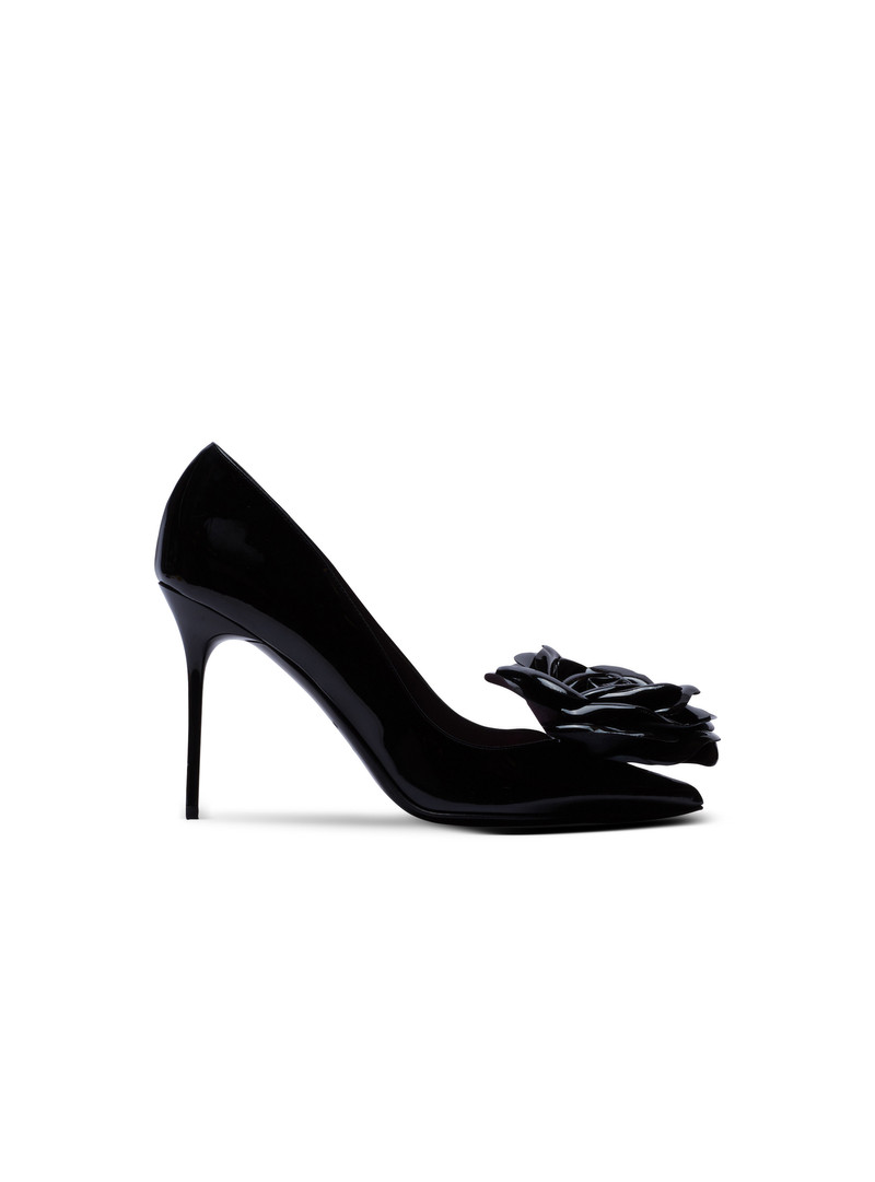 Patent leather Ruby pumps with flower detail 1