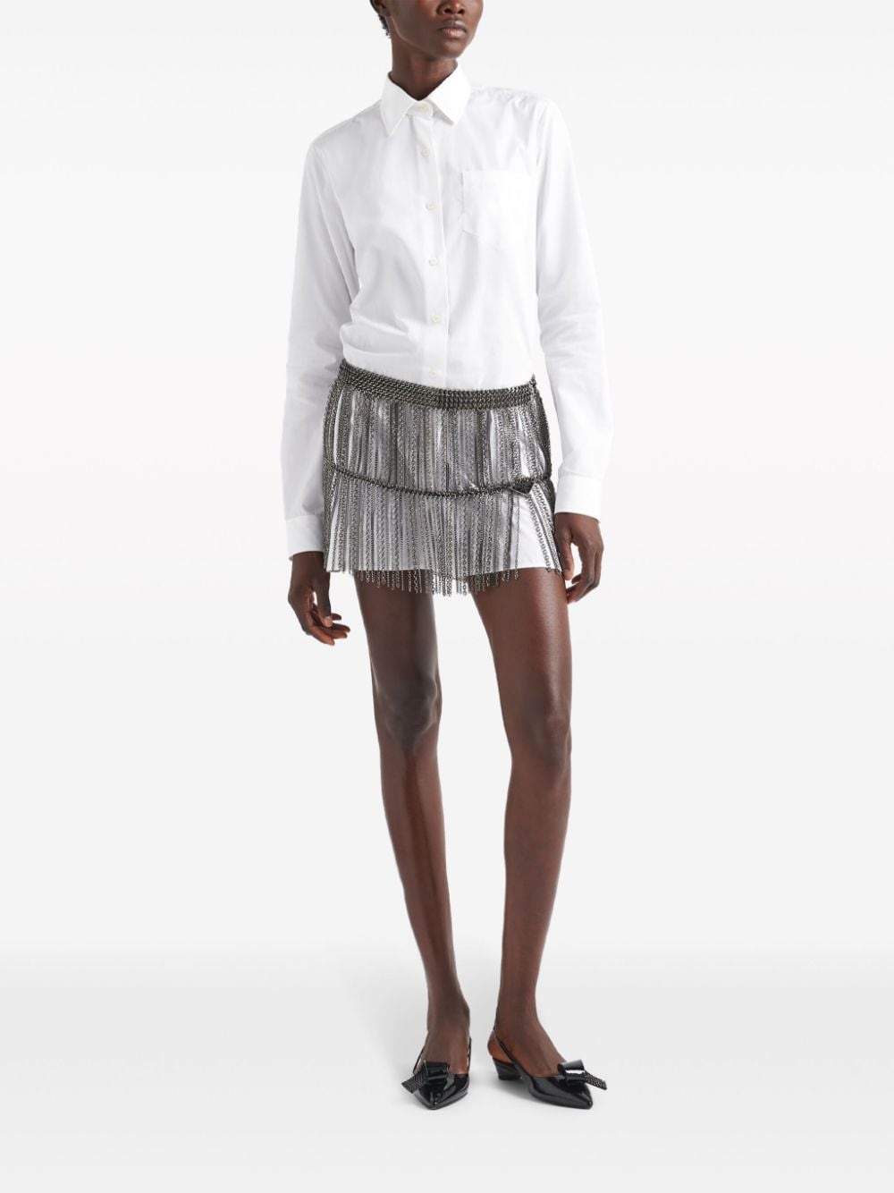 metal-chain fringed mini skirt - 2