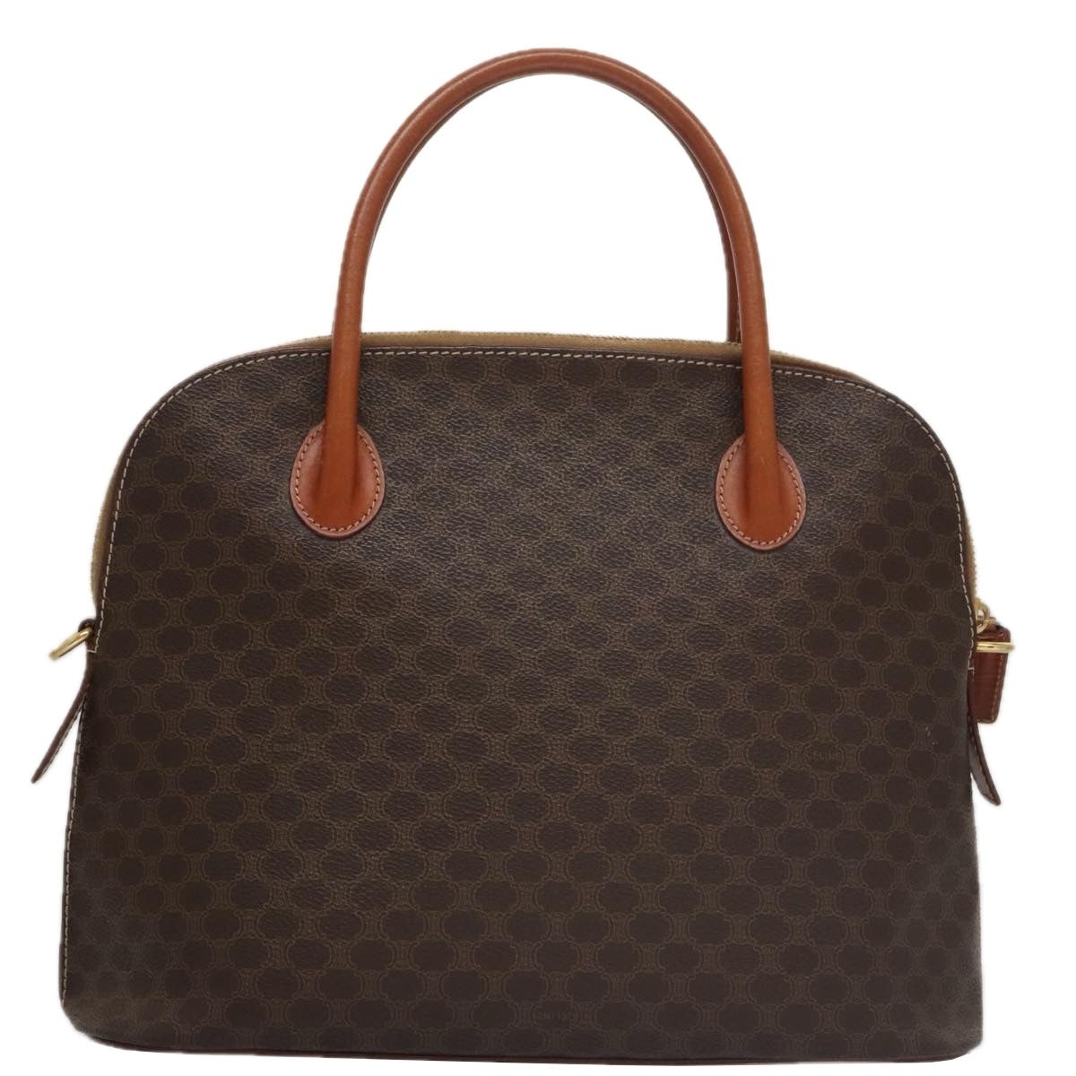 CELINE Macadam Canvas Hand Bag Pvc Leather Brown Gold - 2