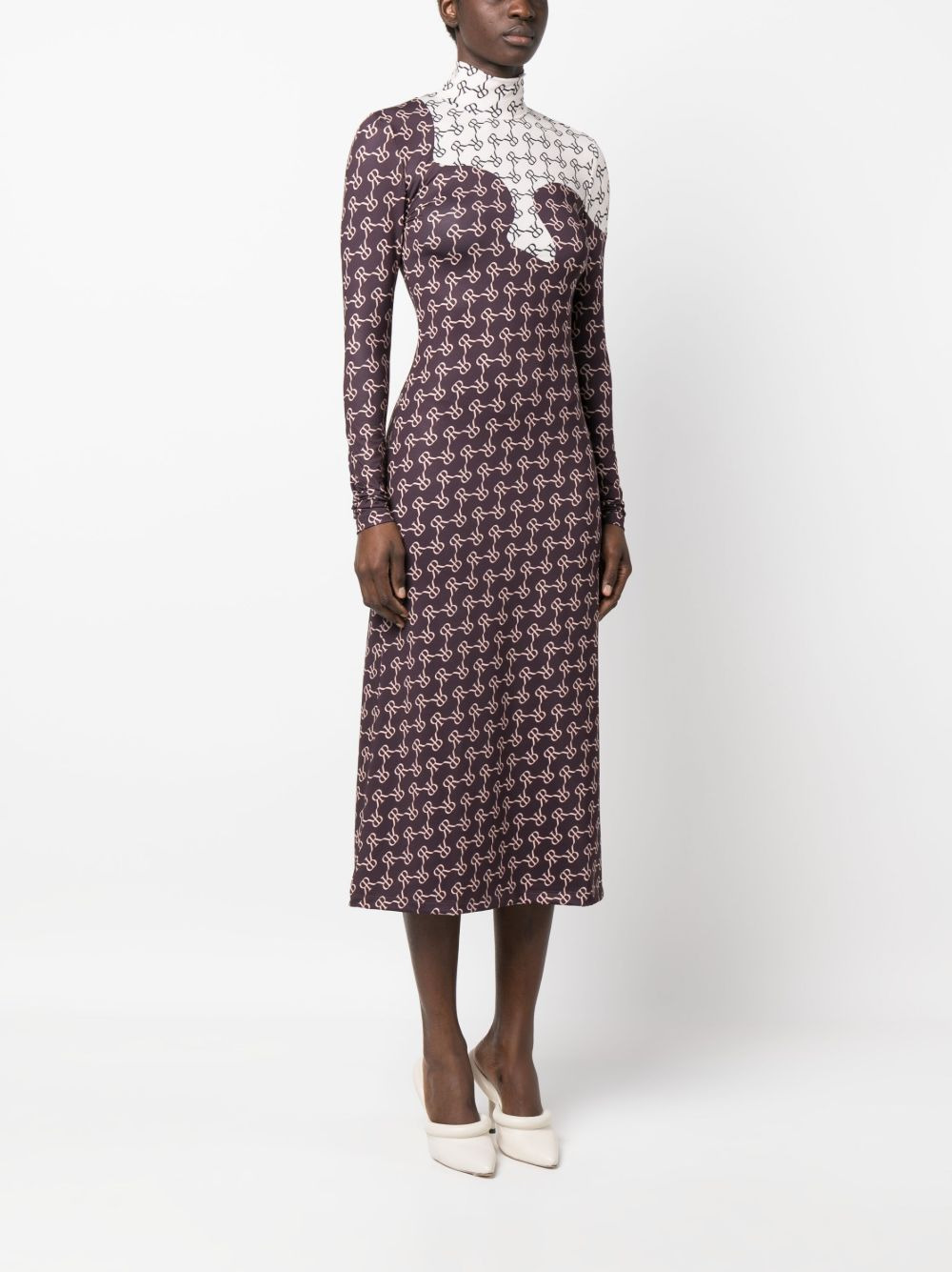 two-tone monogram midi dress - 3