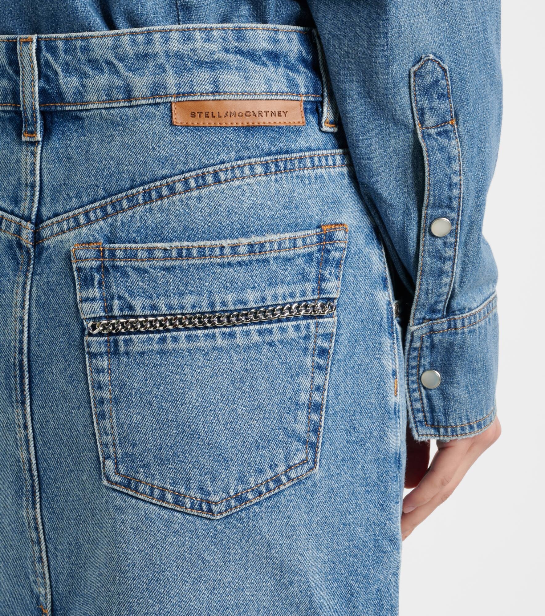 Chain-detail denim midi skirt - 6