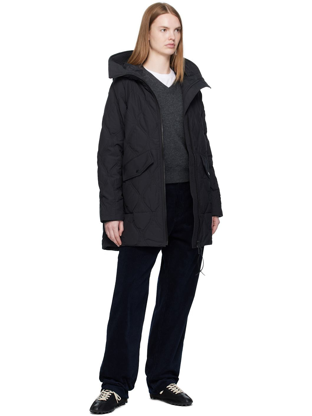 Black Alessia Down Coat - 5
