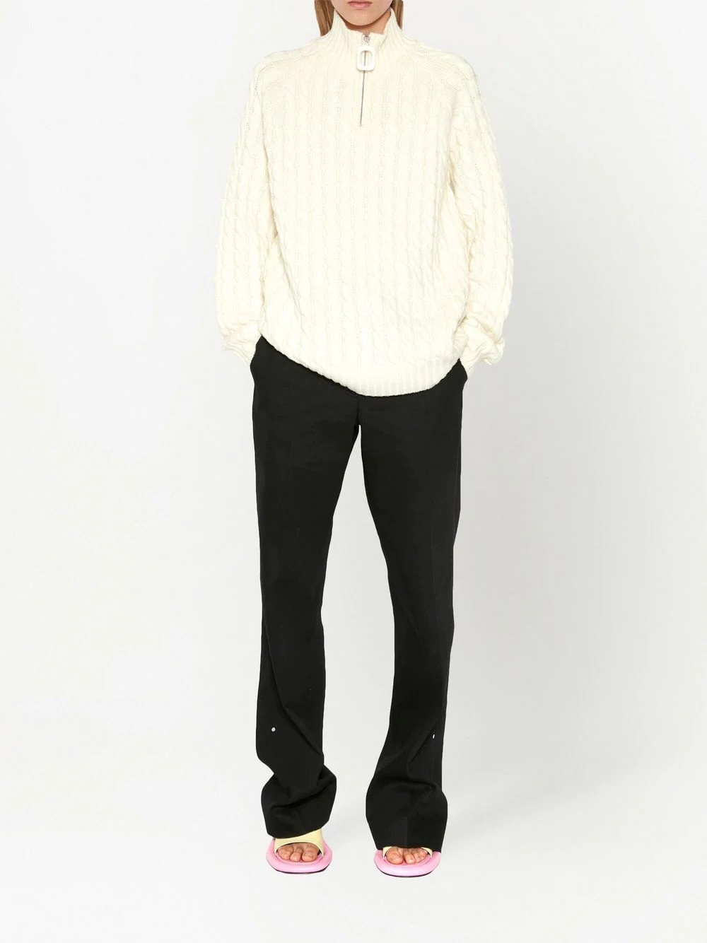 cable-knit Henley jumper - 3