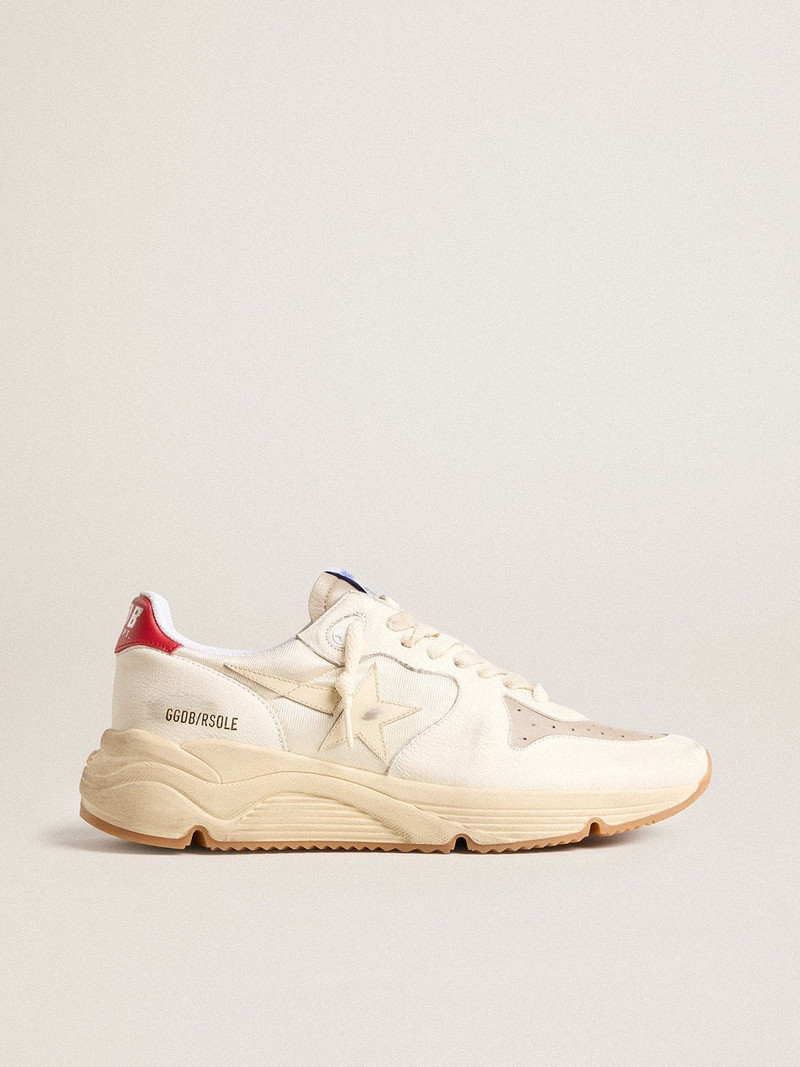 Men’s Running Sole in nappa leather with beige leather star and red heel tab 1