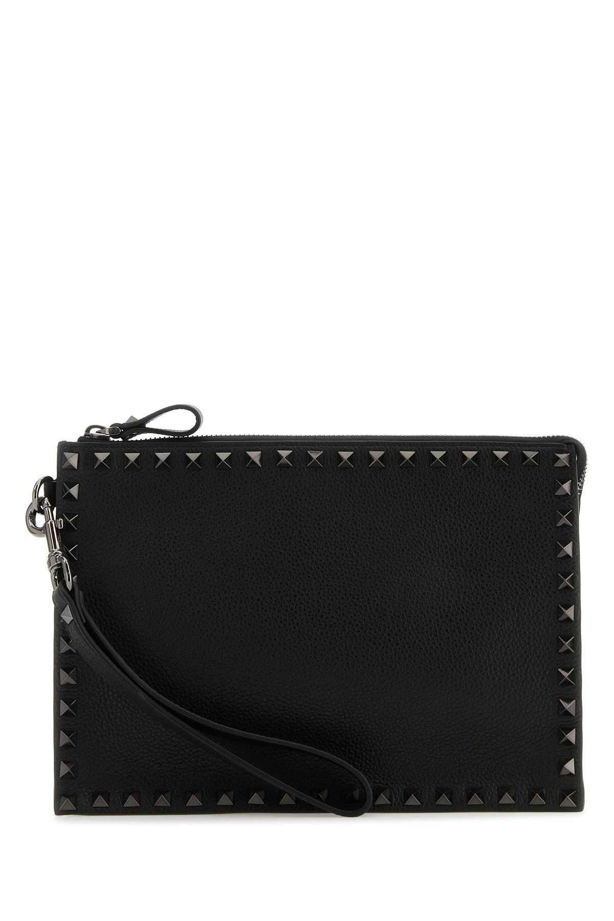 Black leather Rockstud clutch - 1