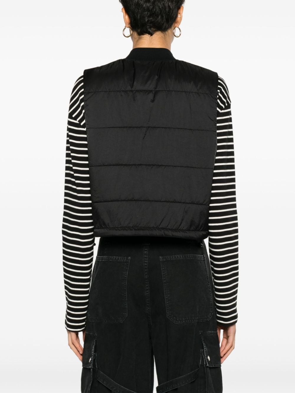 logo-embroidered cropped gilet - 4