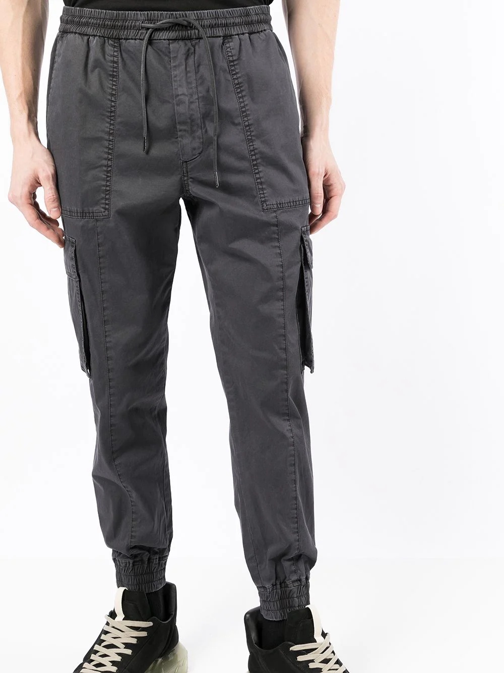 drawstring-waist cotton-blend trousers - 5