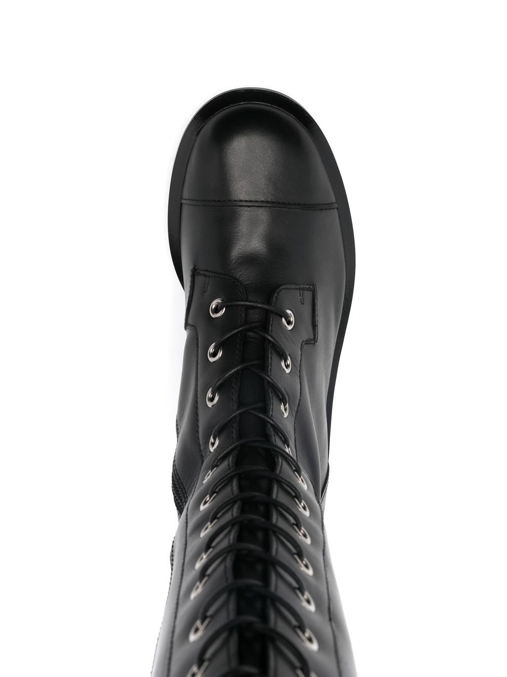 knee-high leather lace-up boots - 4