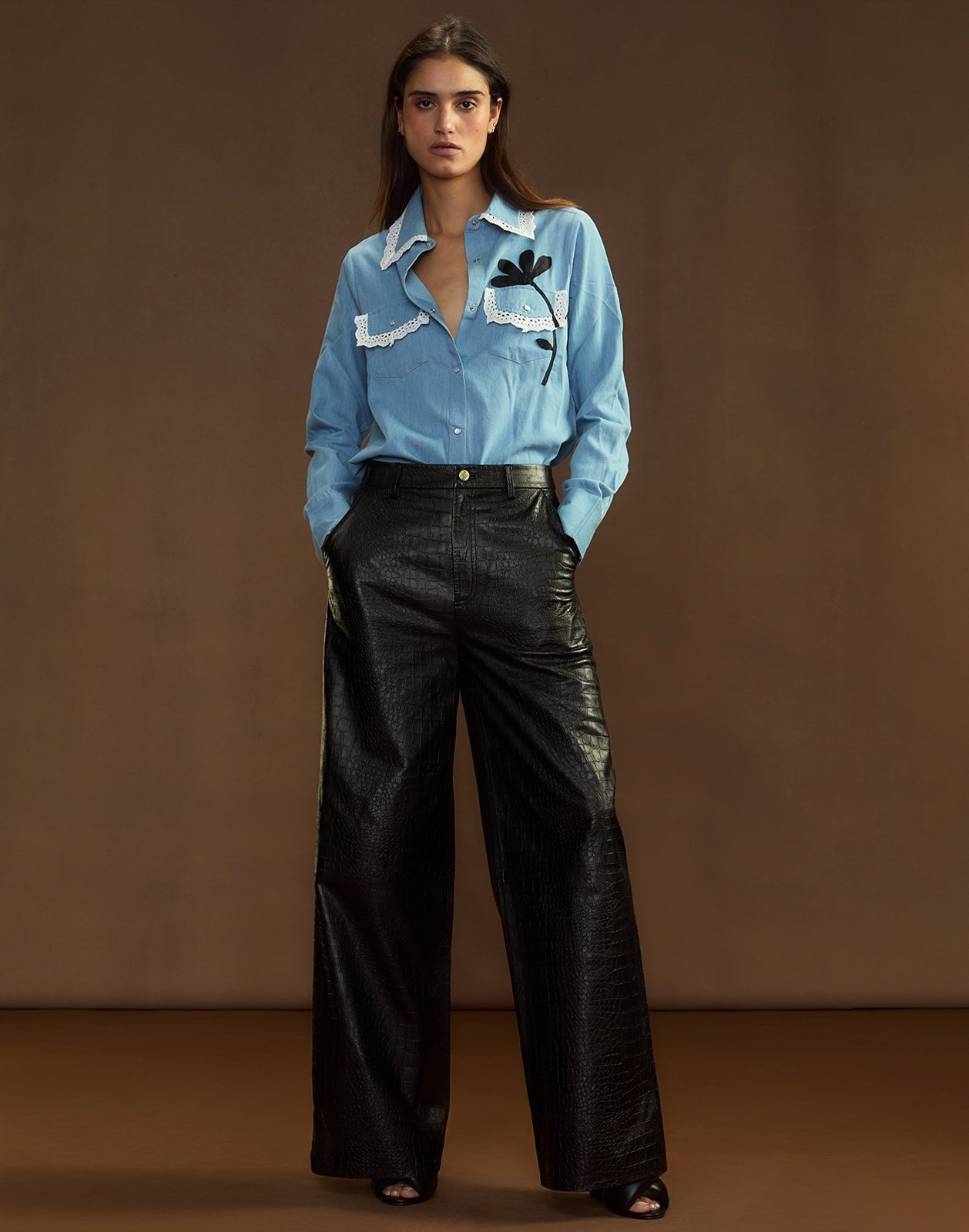 Embossed Leather Pants - 3