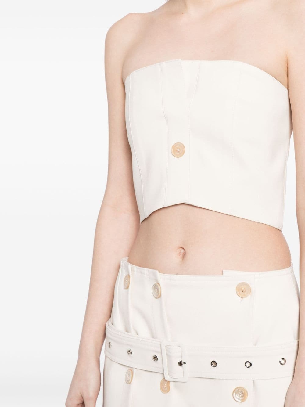 button-embellished cropped top - 5