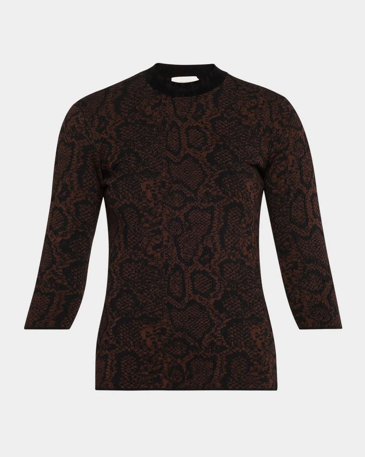 Textured Snake Jacquard Elbow-Sleeve Top - 1